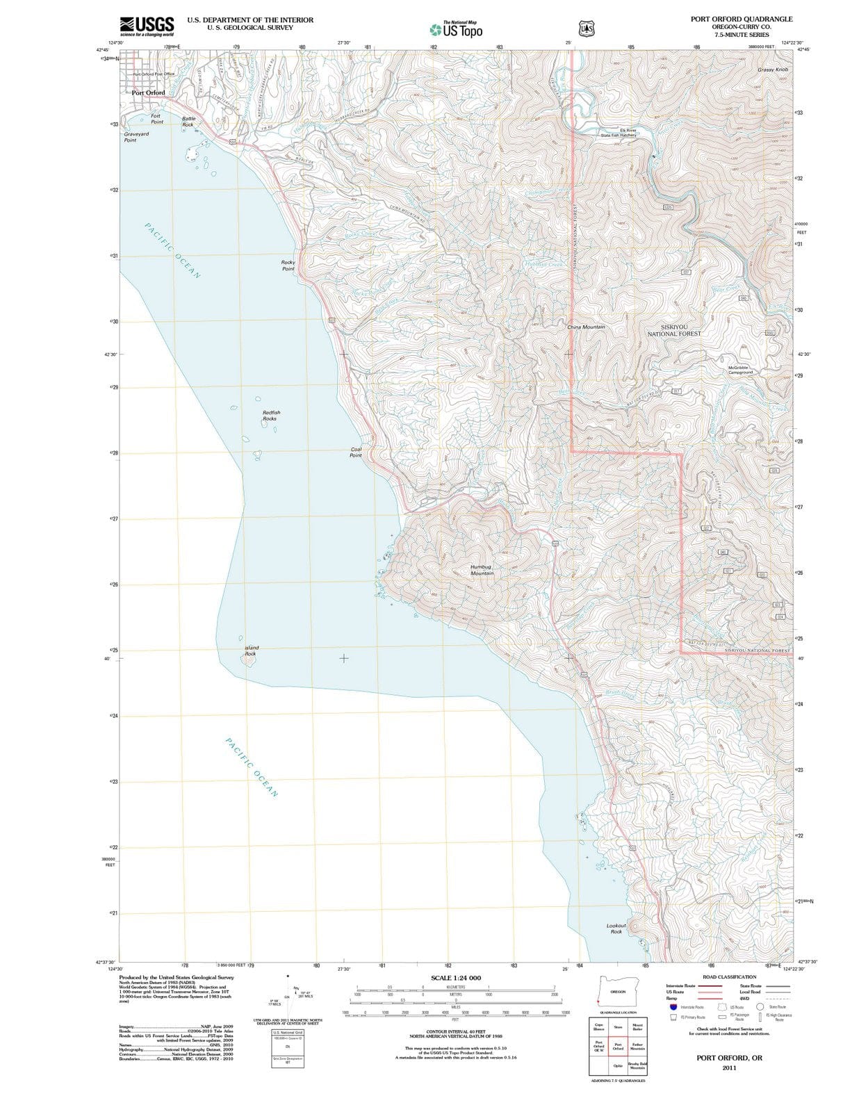 2011 Port Orford, OR - Oregon - USGS Topographic Map