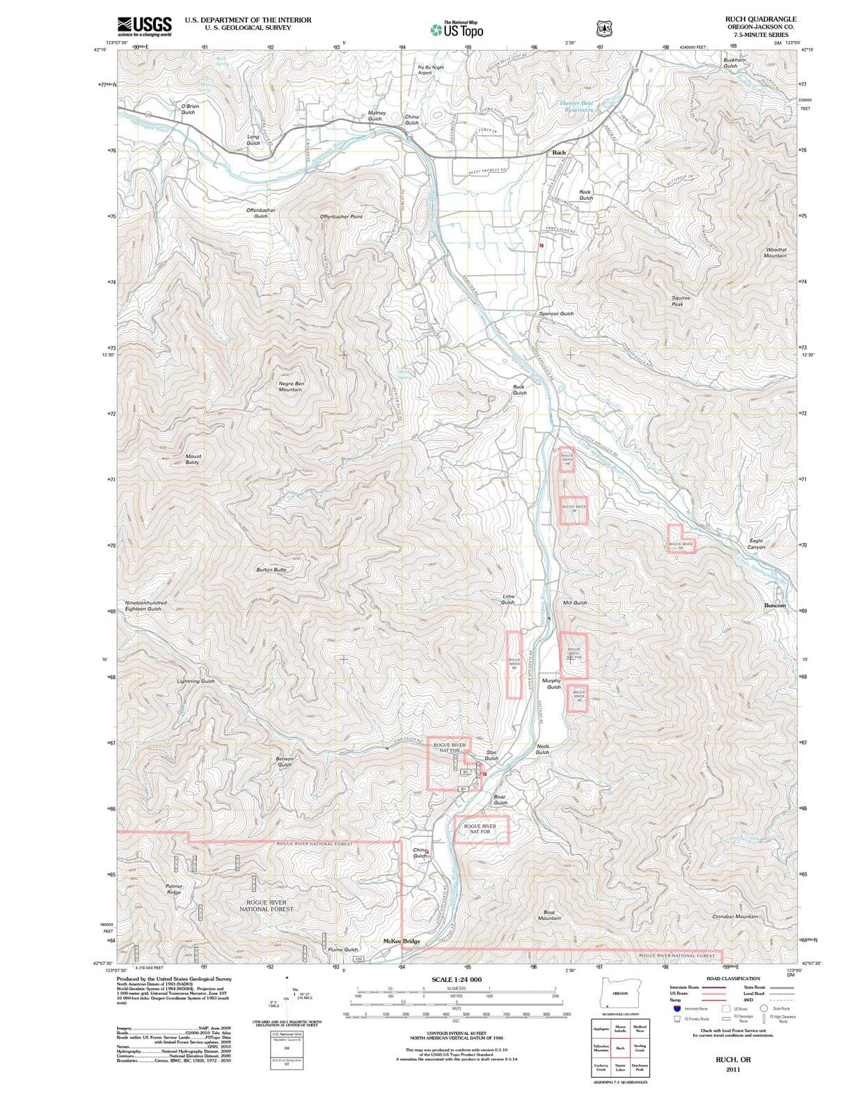 2011 Ruch, OR - Oregon - USGS Topographic Map
