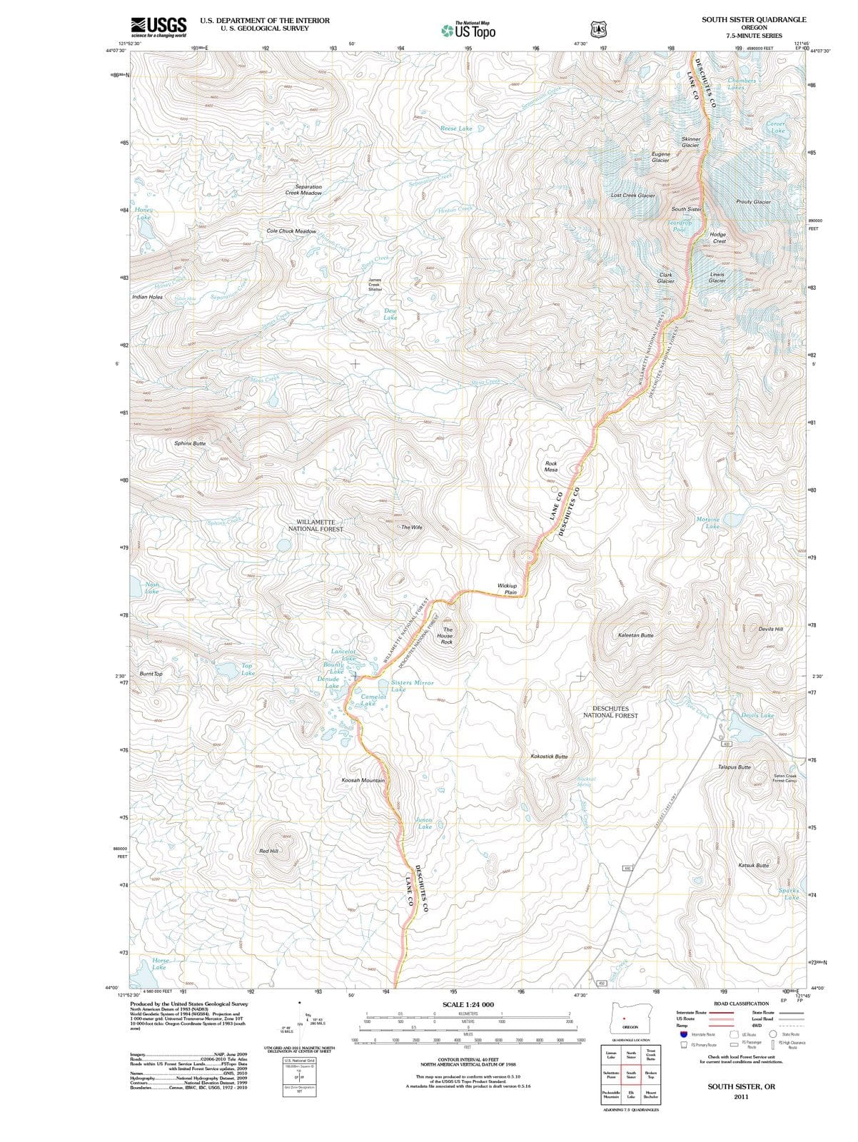 2011 South Sister, OR - Oregon - USGS Topographic Map
