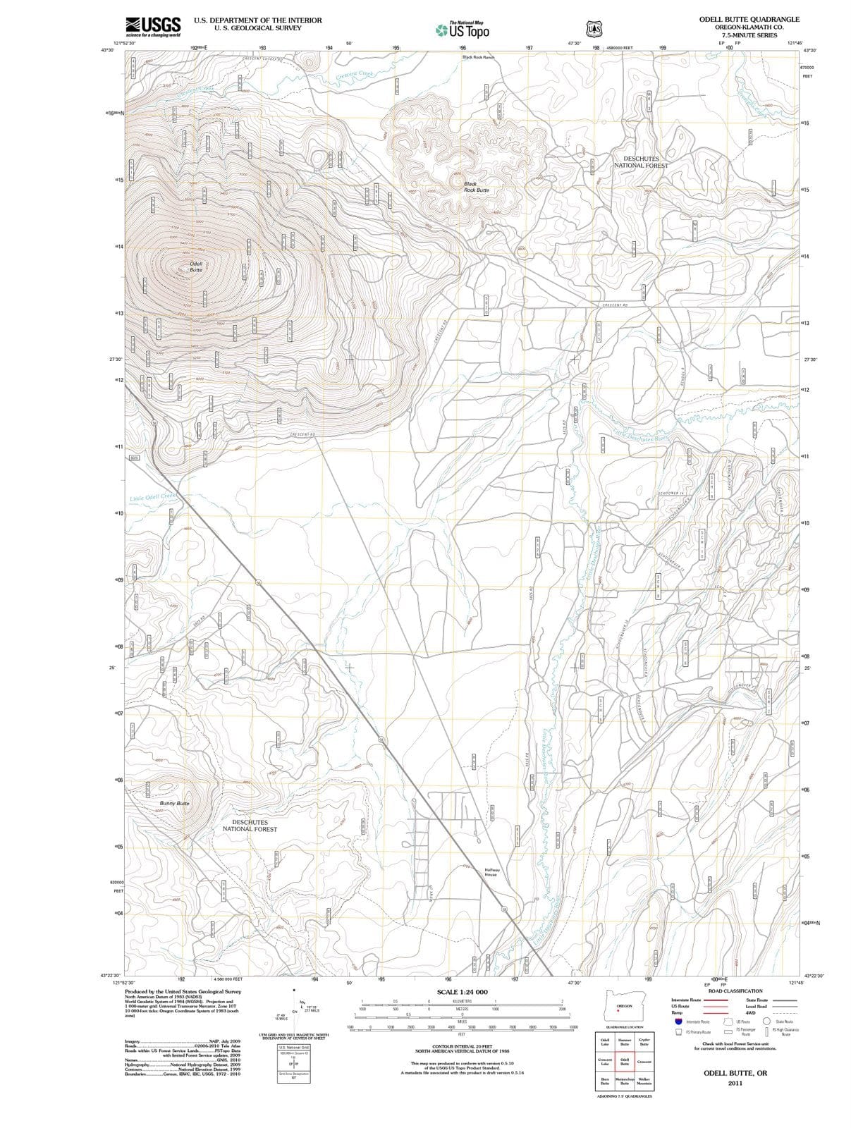2011 Odell Butte, OR - Oregon - USGS Topographic Map