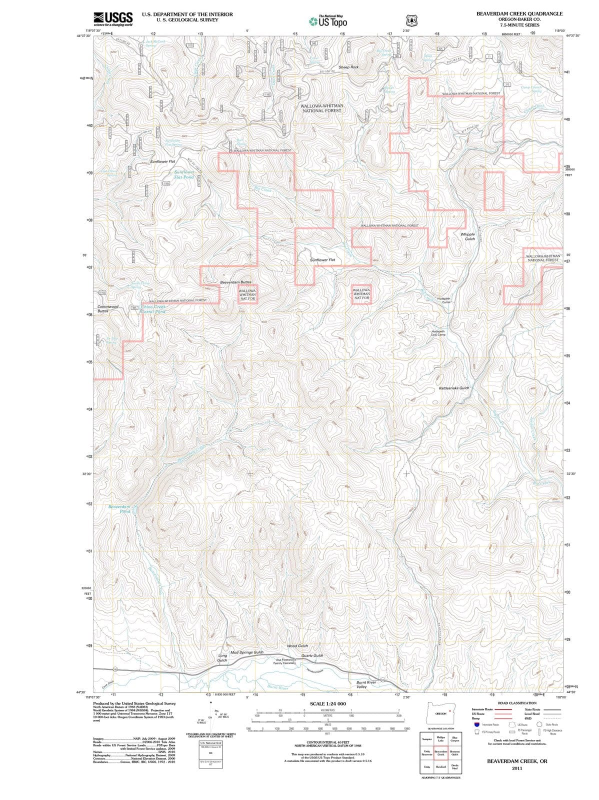 2011 Beaverdam Creek, OR - Oregon - USGS Topographic Map