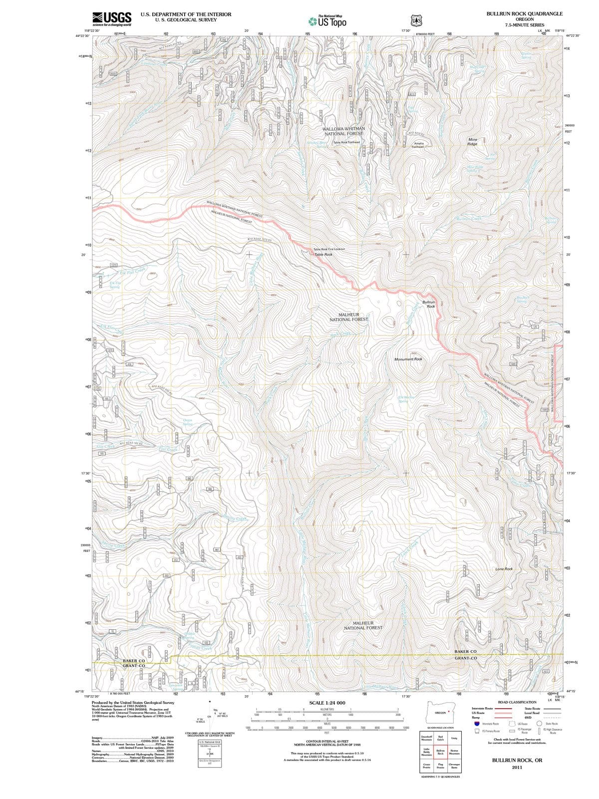 2011 Bullrun Rock, OR - Oregon - USGS Topographic Map