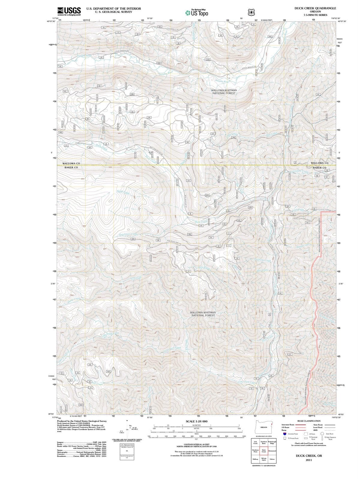 2011 Duck Creek, OR - Oregon - USGS Topographic Map