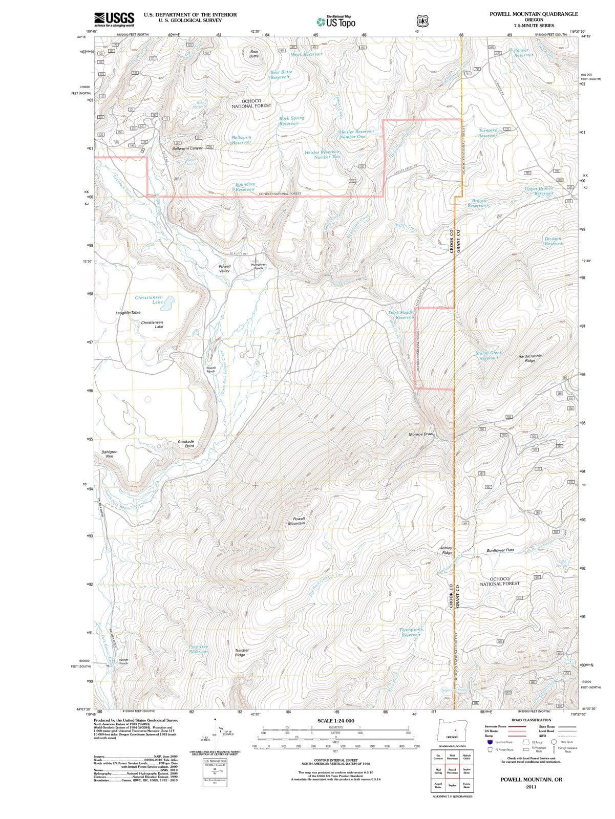 2011 Powell Mountain, OR - Oregon - USGS Topographic Map
