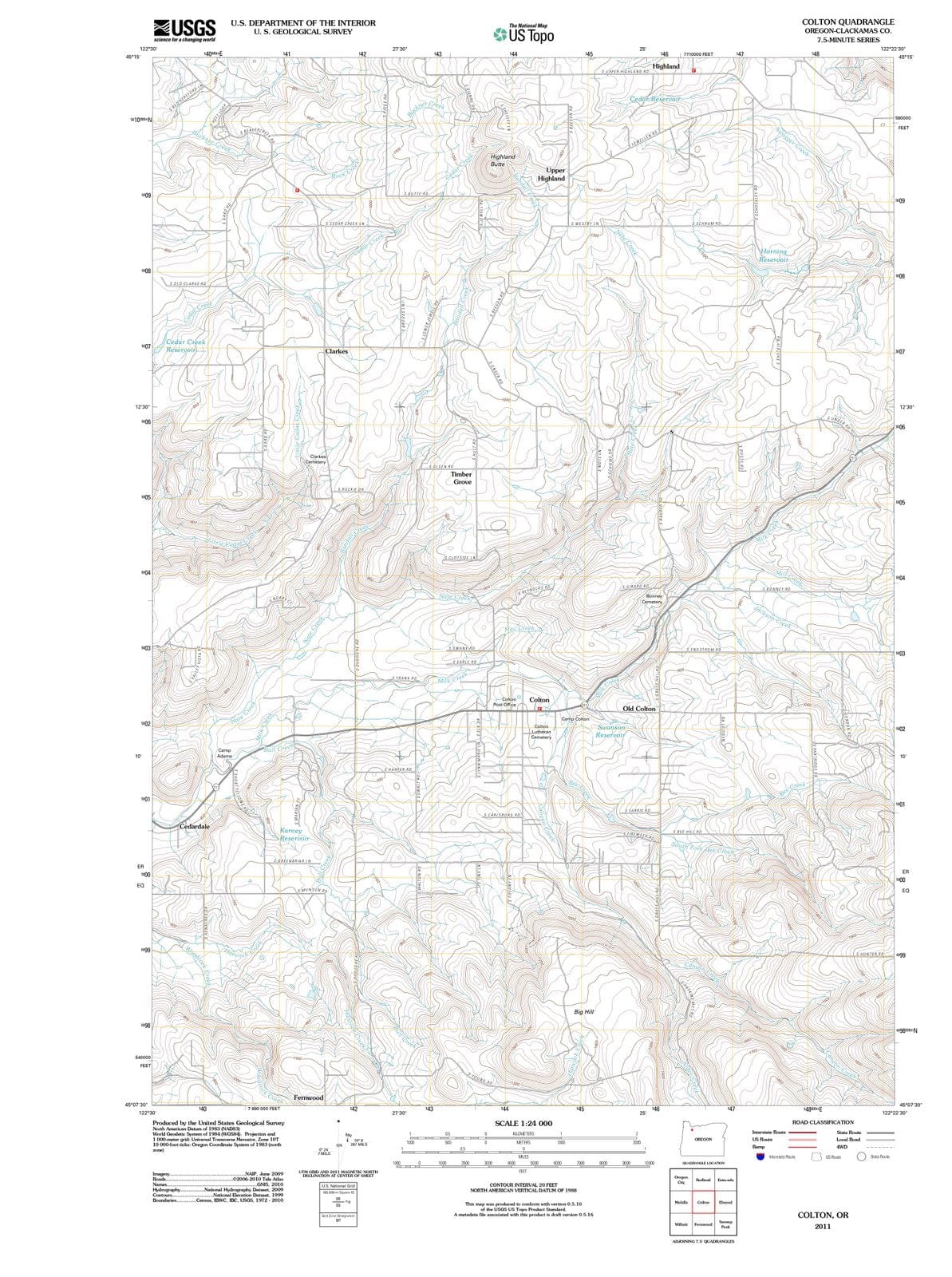 2011 Colton, OR - Oregon - USGS Topographic Map