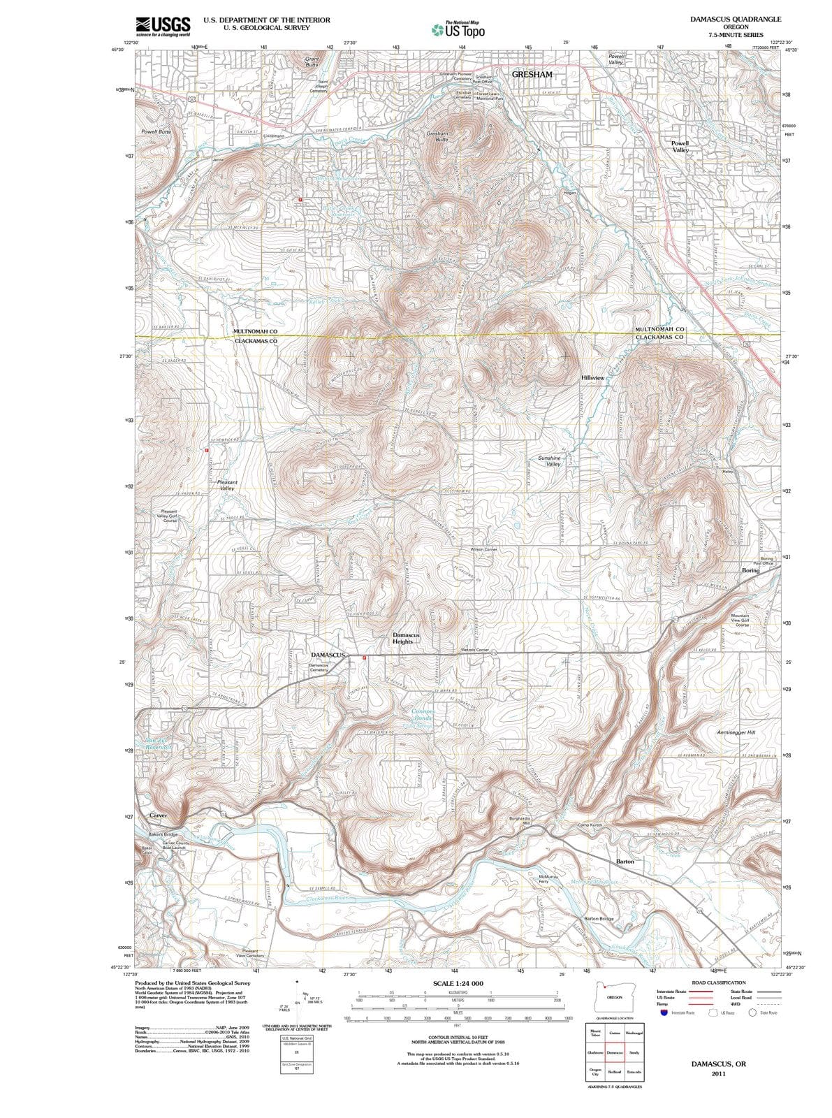 2011 Damascus, OR - Oregon - USGS Topographic Map