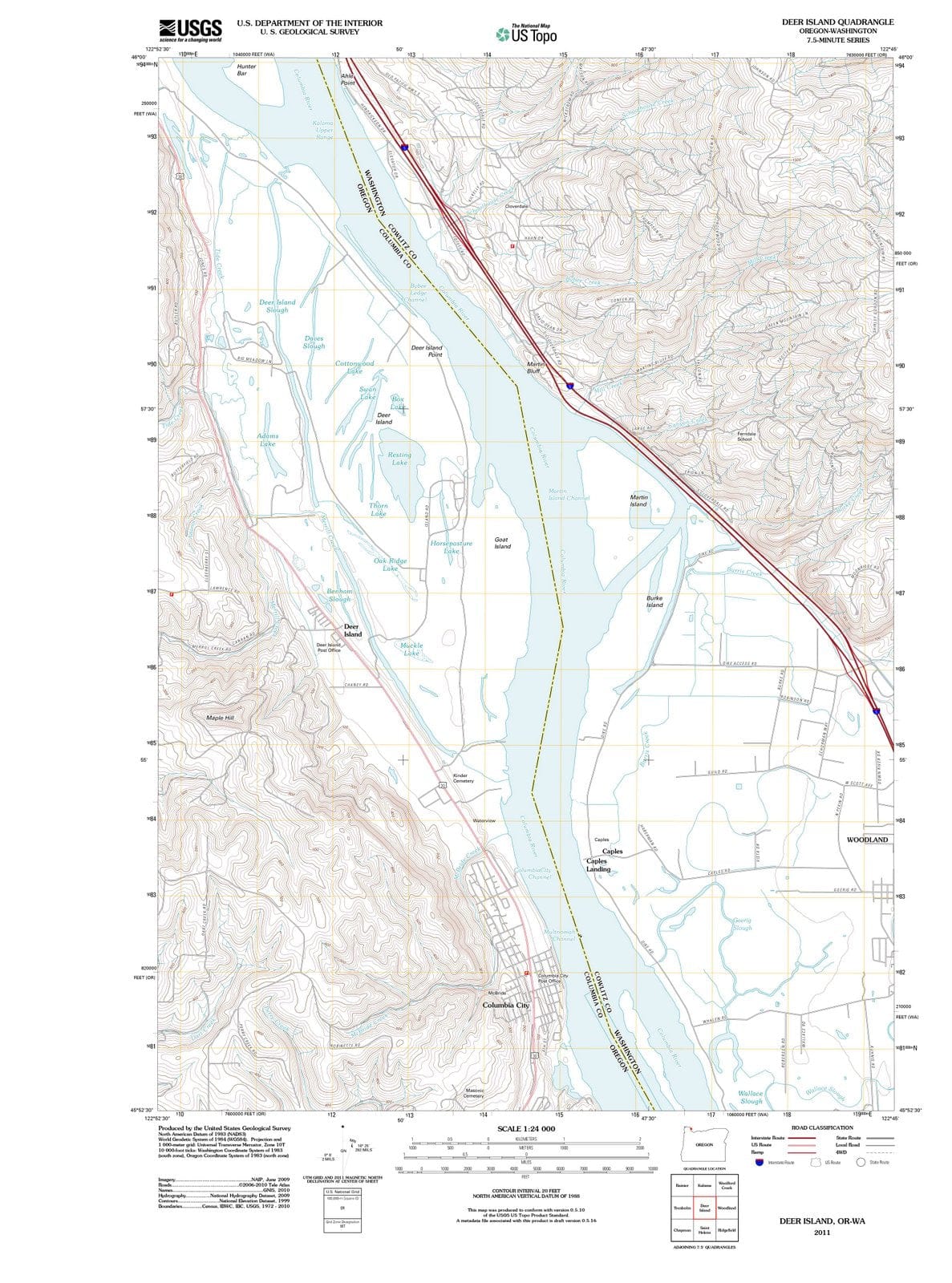 2011 Deer Island, OR - Oregon - USGS Topographic Map