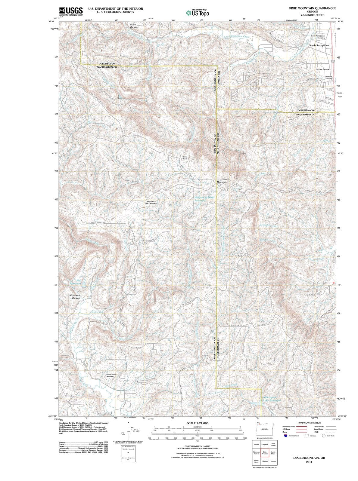 2011 Dixie Mountain, OR - Oregon - USGS Topographic Map