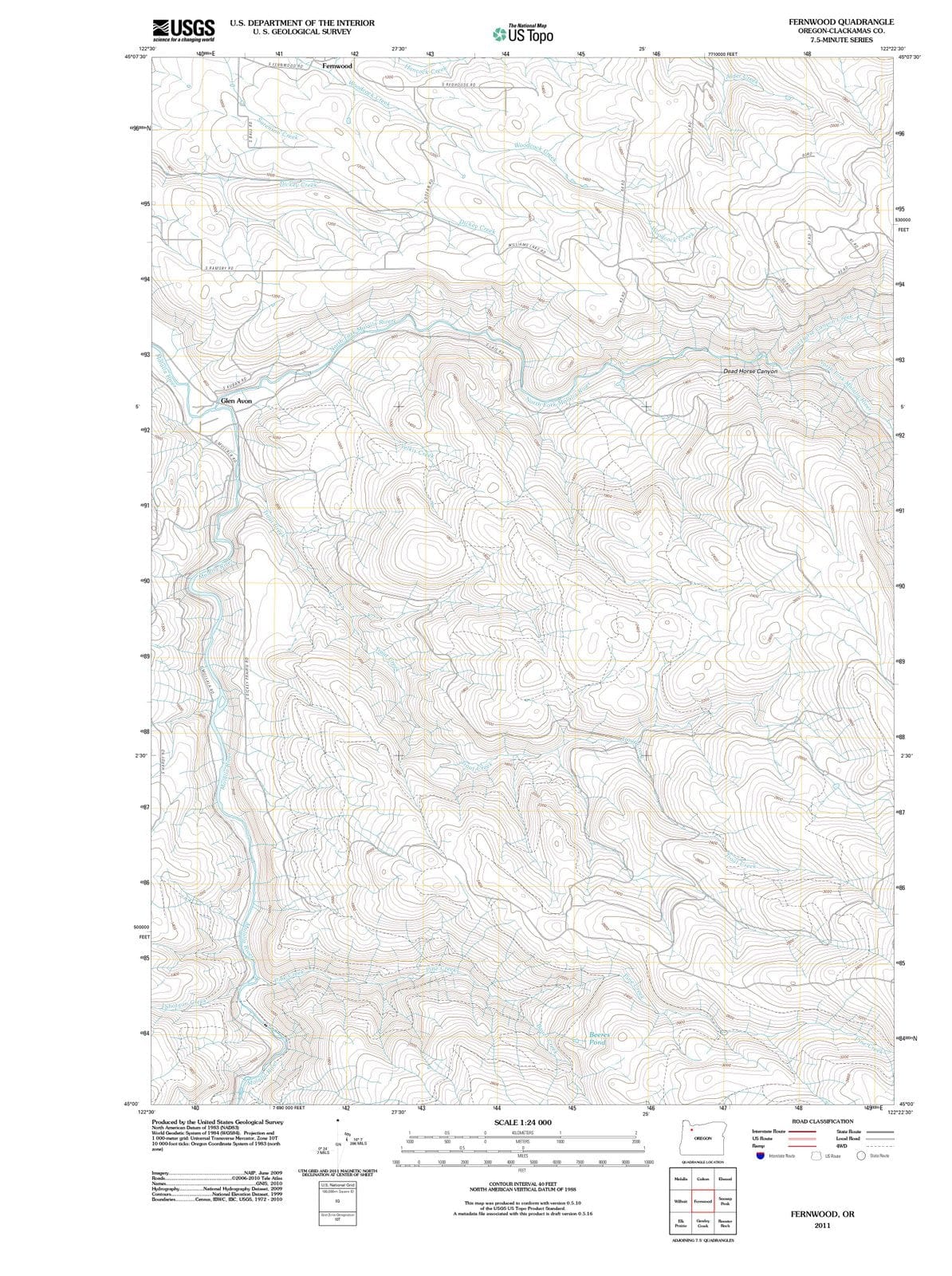 2011 Fernwood, OR - Oregon - USGS Topographic Map