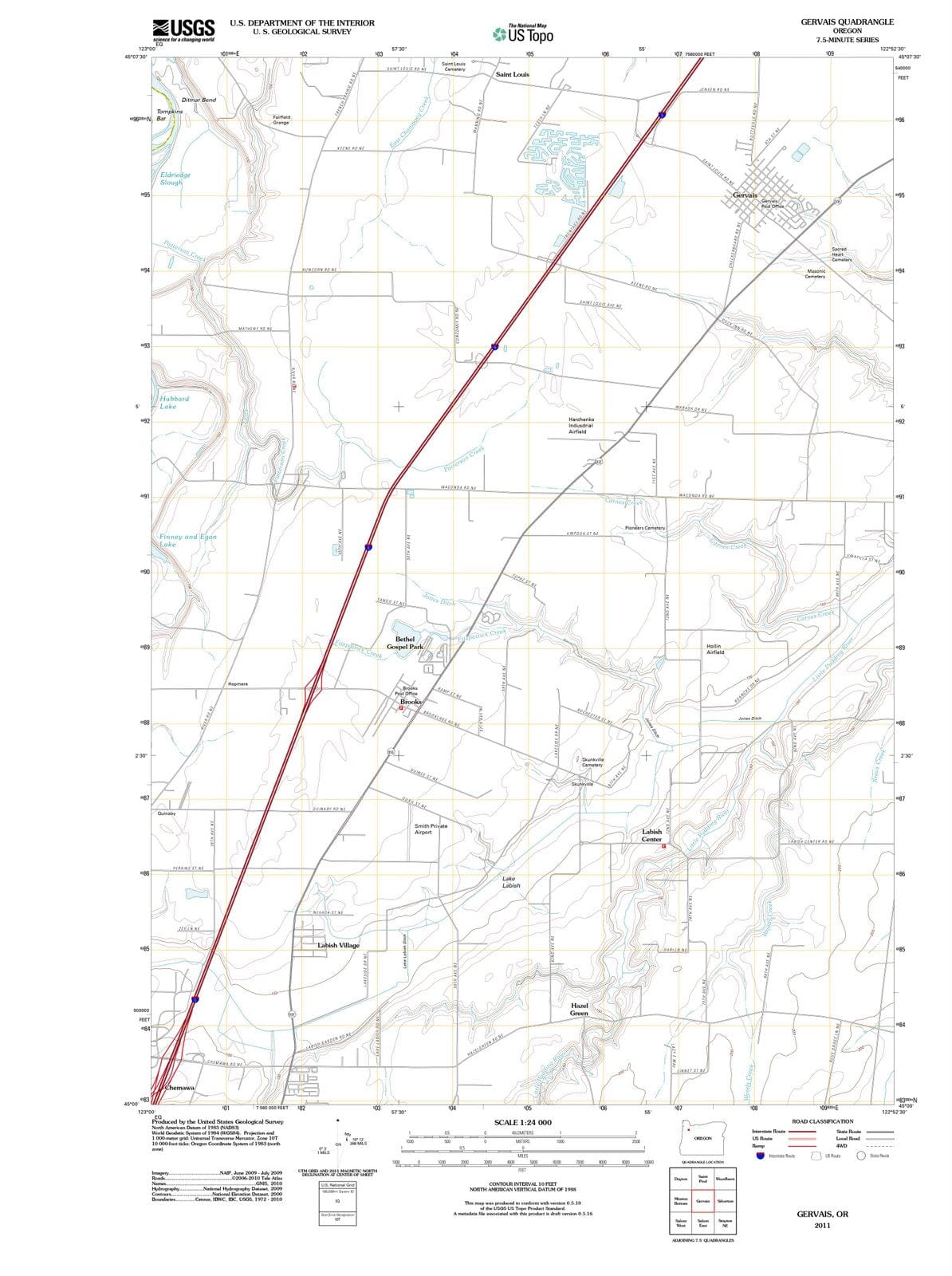 2011 Gervais, OR - Oregon - USGS Topographic Map