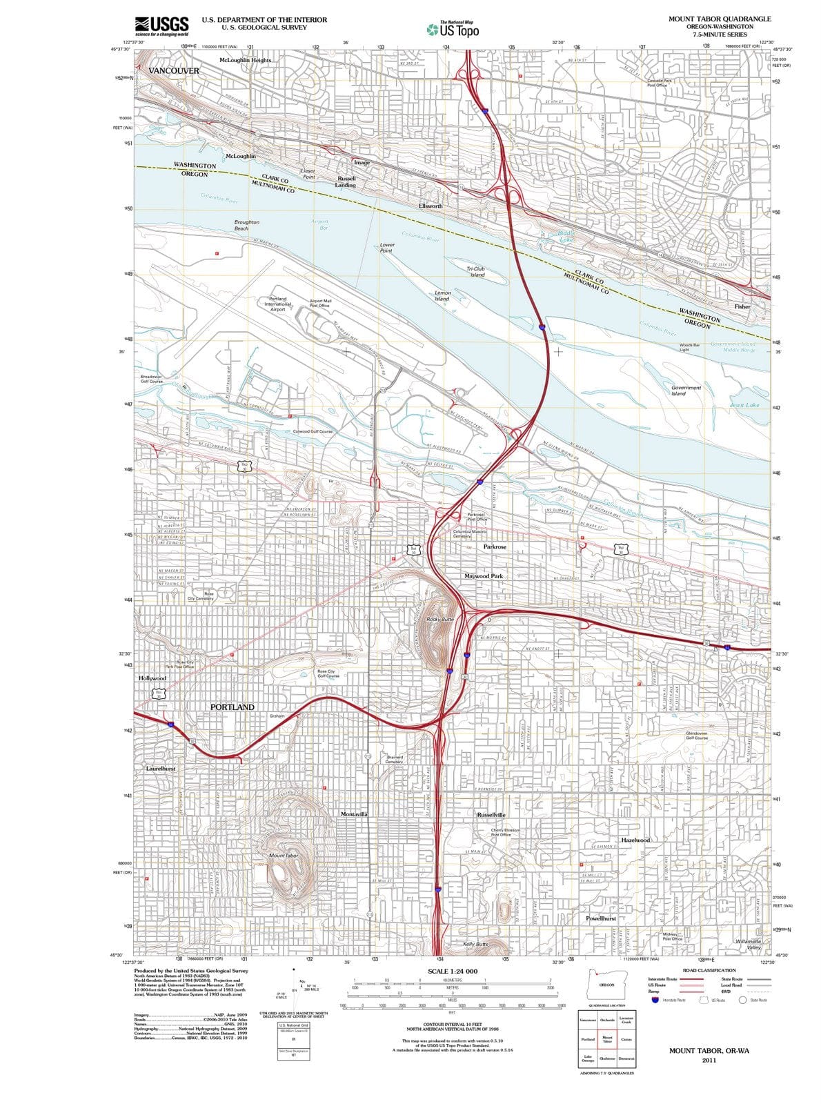2011 Mount Tabor, OR - Oregon - USGS Topographic Map