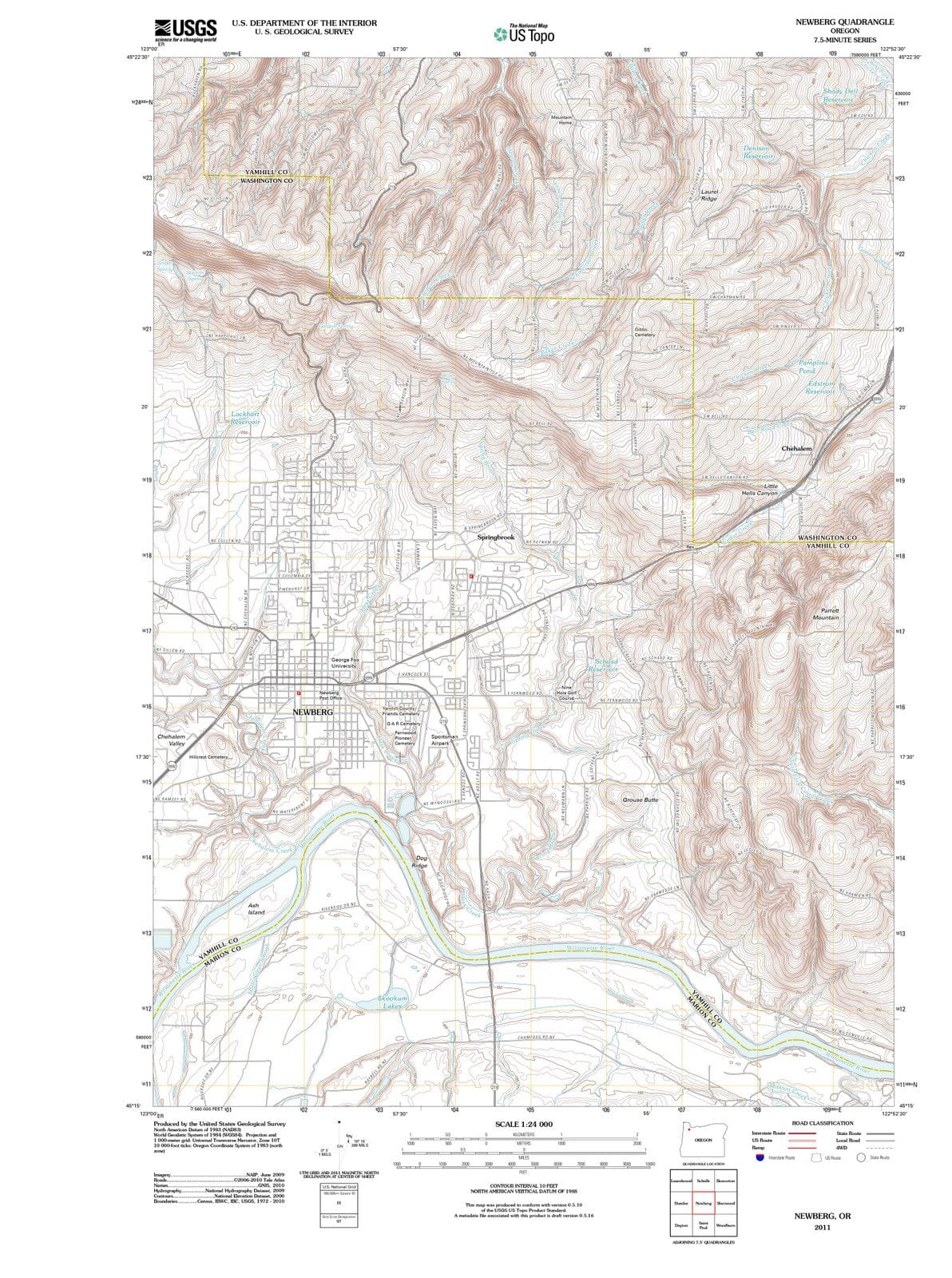 2011 Newberg, OR - Oregon - USGS Topographic Map