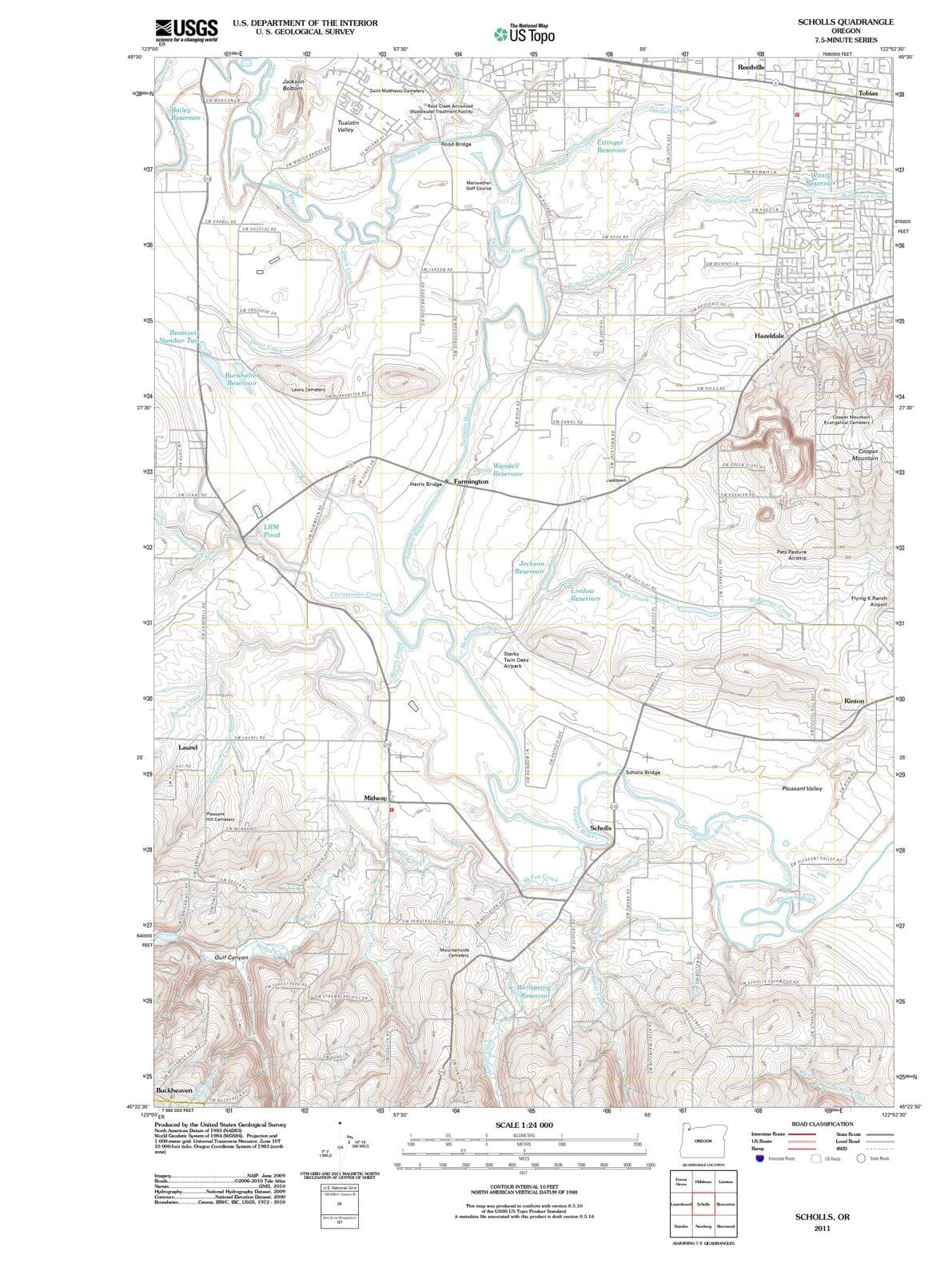 2011 Scholls, OR - Oregon - USGS Topographic Map