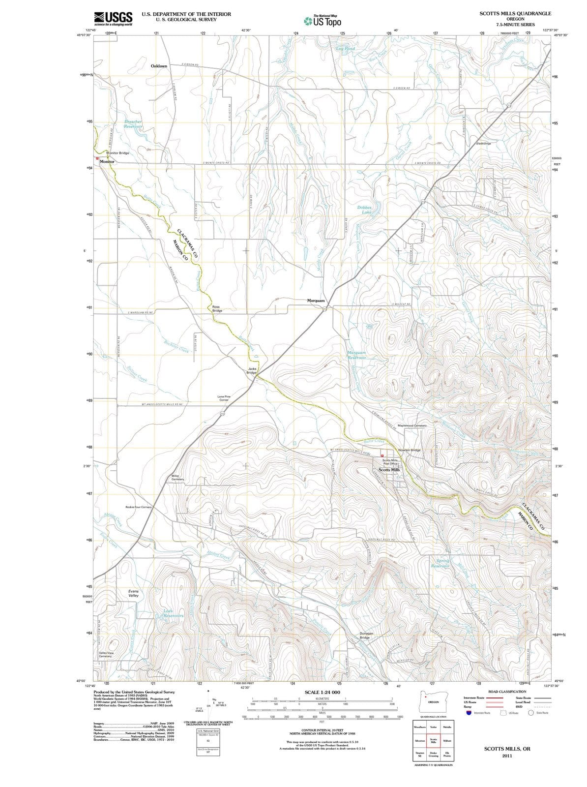 2011 Scotts Mills, OR - Oregon - USGS Topographic Map