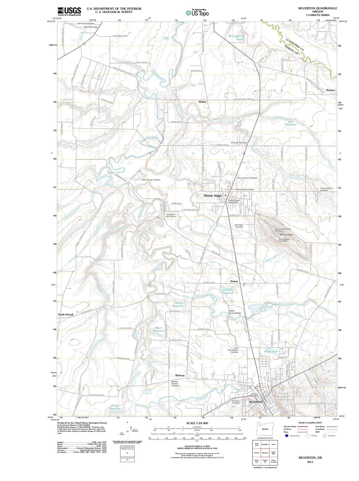 2011 Silverton, OR - Oregon - USGS Topographic Map