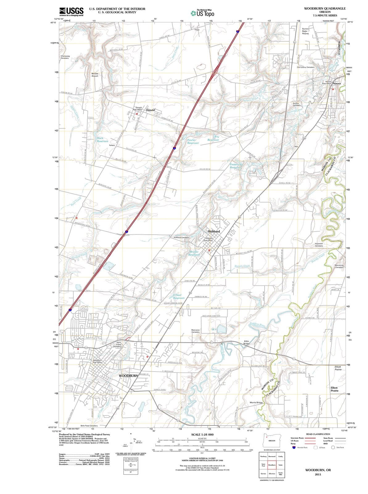 2011 Woodburn, OR - Oregon - USGS Topographic Map