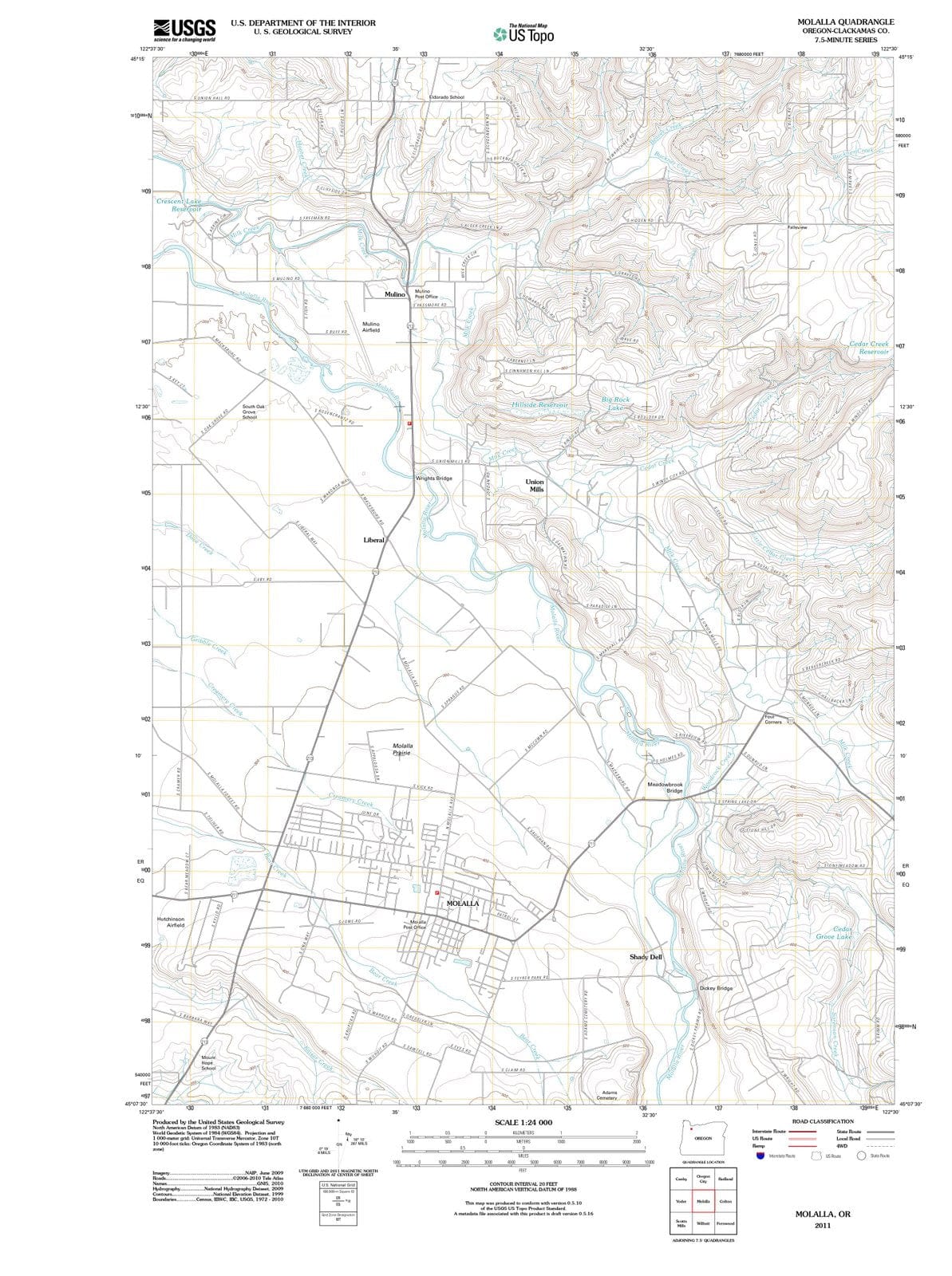 2011 Molalla, OR - Oregon - USGS Topographic Map