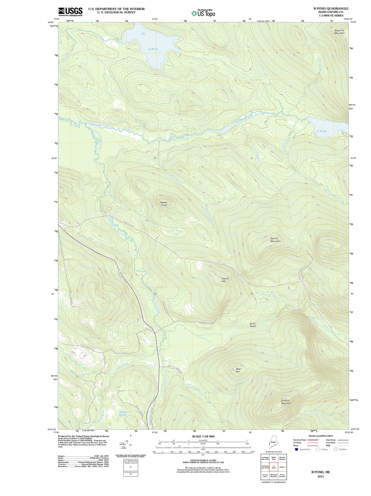 2011 B Pond, ME - Maine - USGS Topographic Map