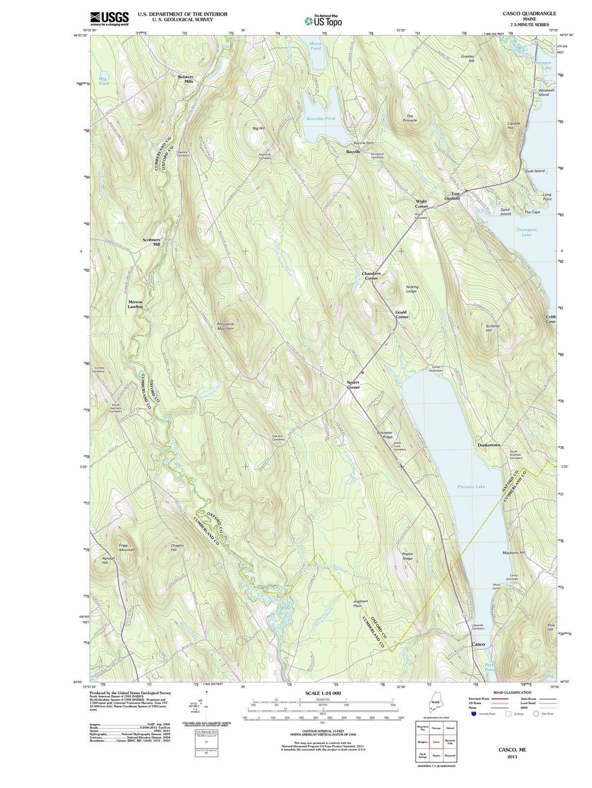 2011 Casco, ME - Maine - USGS Topographic Map