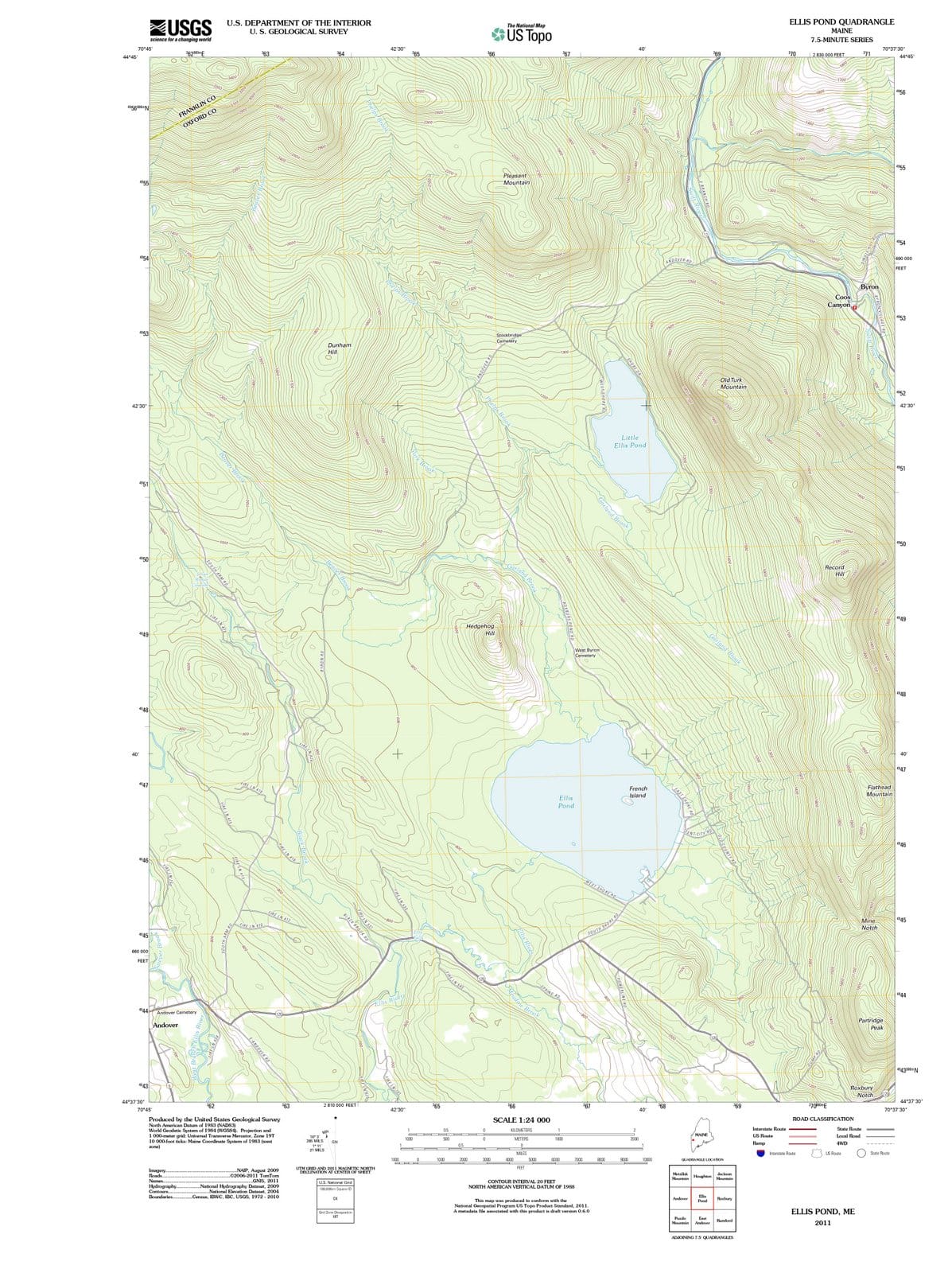 2011 Ellis Pond, ME - Maine - USGS Topographic Map