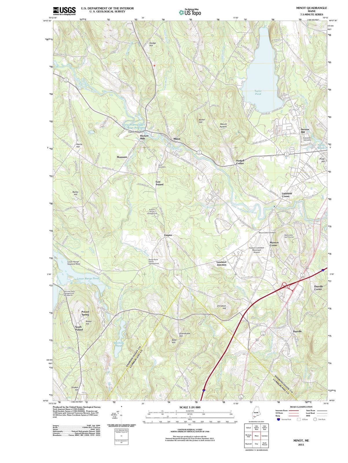 2011 Minot, ME - Maine - USGS Topographic Map