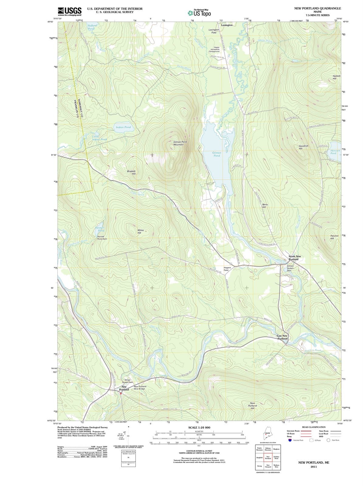 2011 New Portland, ME - Maine - USGS Topographic Map