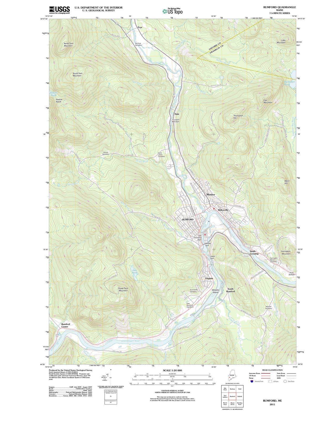 2011 Rumford, ME - Maine - USGS Topographic Map
