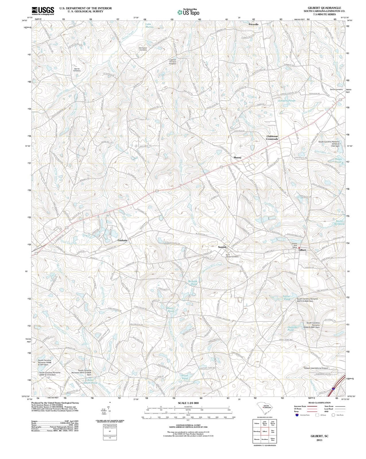 2011 Gilbert, SC - South Carolina - USGS Topographic Map