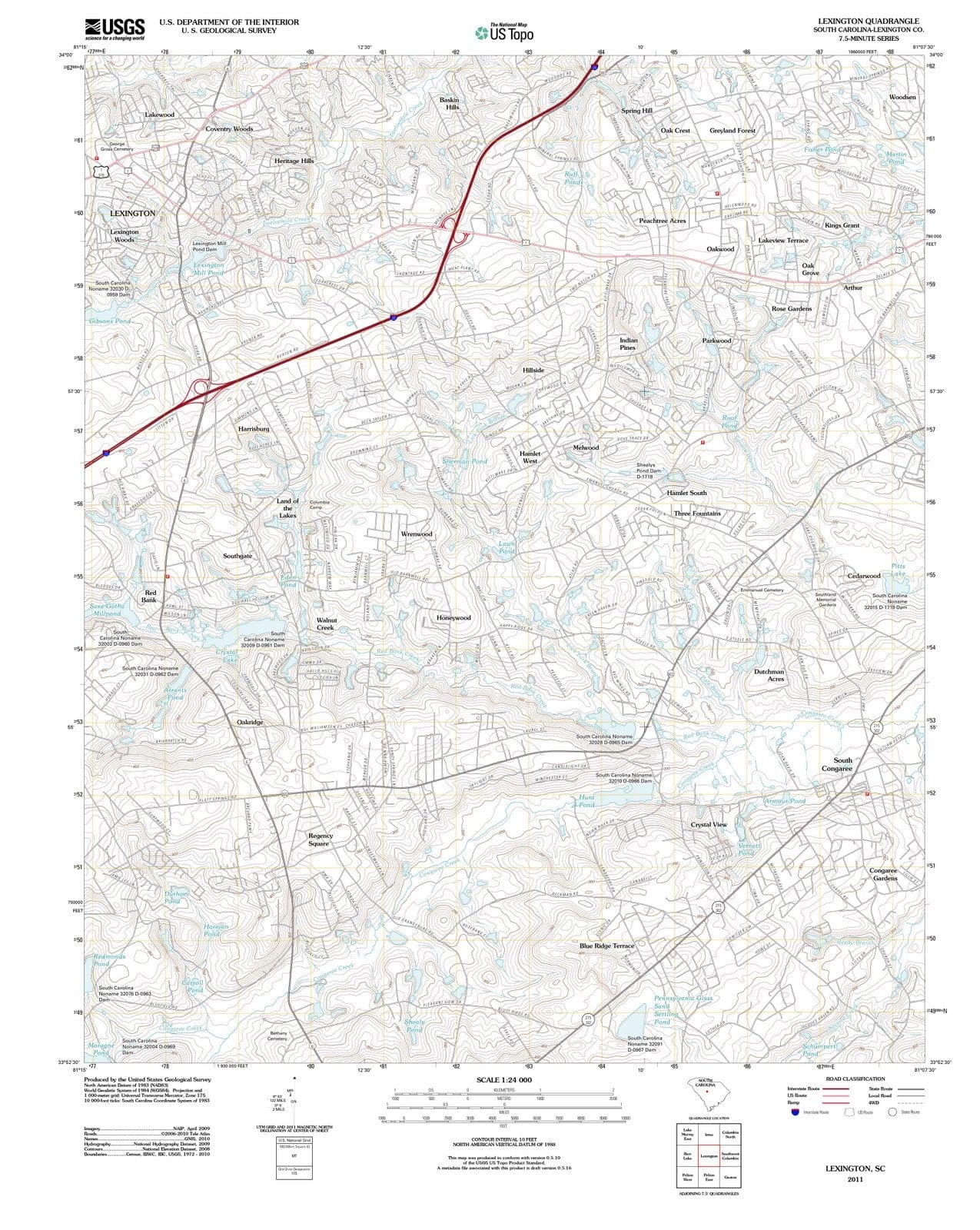 2011 Lexington, SC - South Carolina - USGS Topographic Map