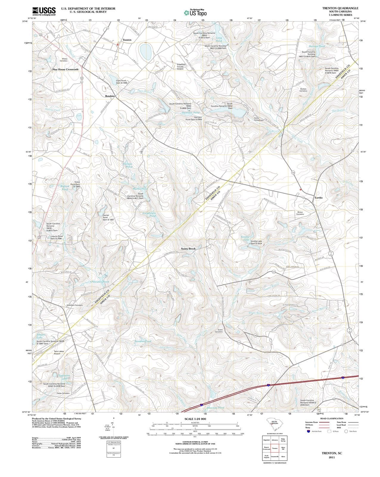 2011 Trenton, SC - South Carolina - USGS Topographic Map