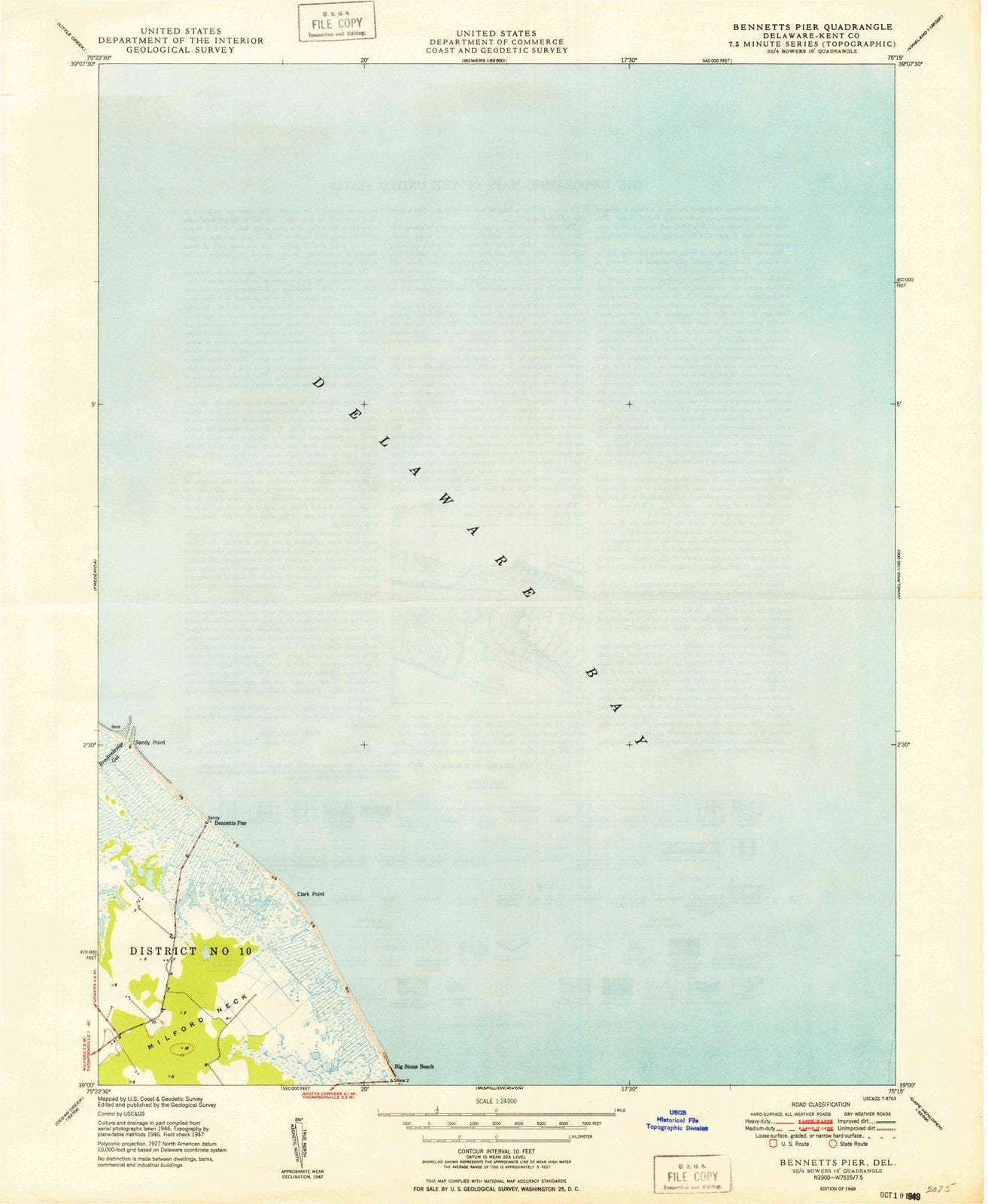 1949 Bennetts Pier, DE - Delaware - USGS Topographic Map