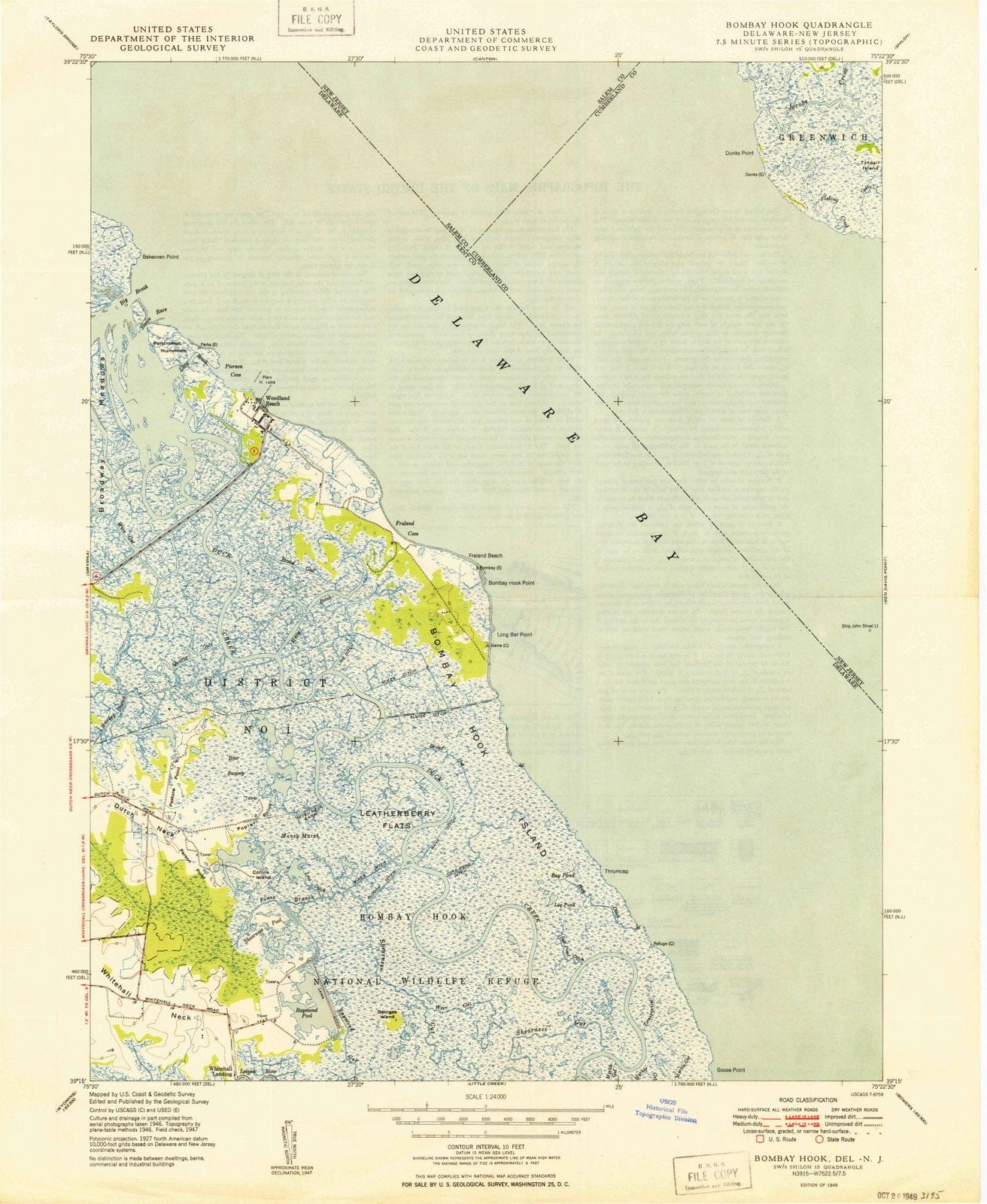 1949 Bombay Hook, DE - Delaware - USGS Topographic Map
