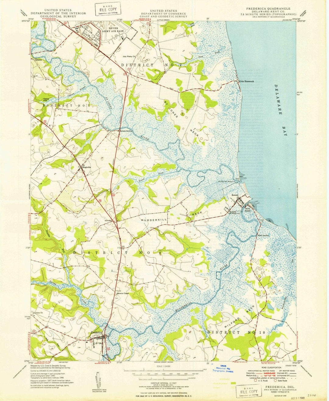 1949 Frederica, DE - Delaware - USGS Topographic Map