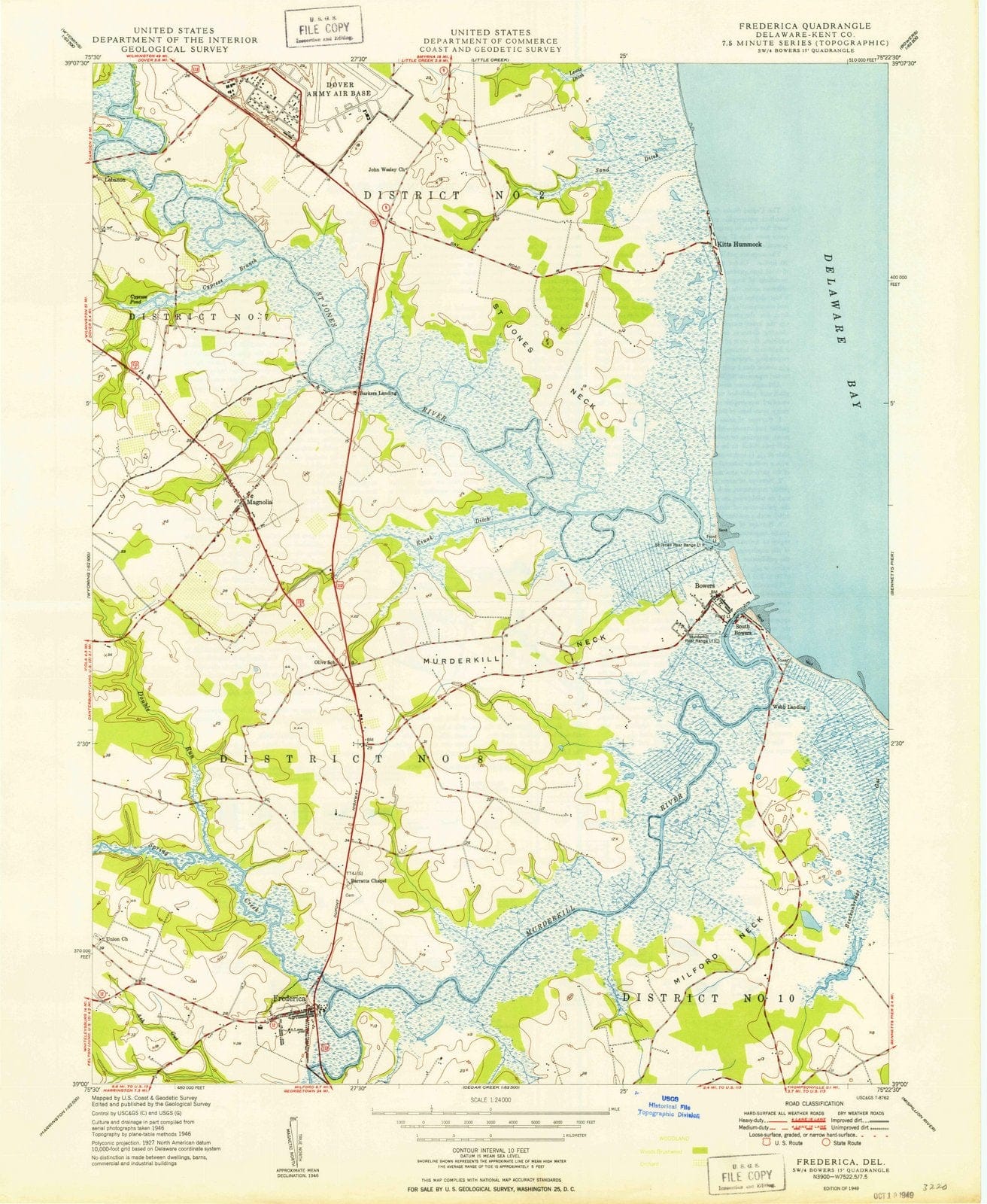 1949 Frederica, DE - Delaware - USGS Topographic Map