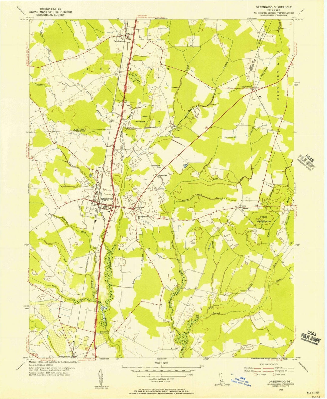 1955 Greenwood, DE - Delaware - USGS Topographic Map