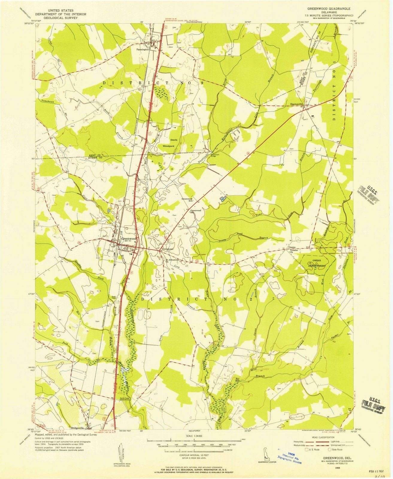 1955 Greenwood, DE - Delaware - USGS Topographic Map