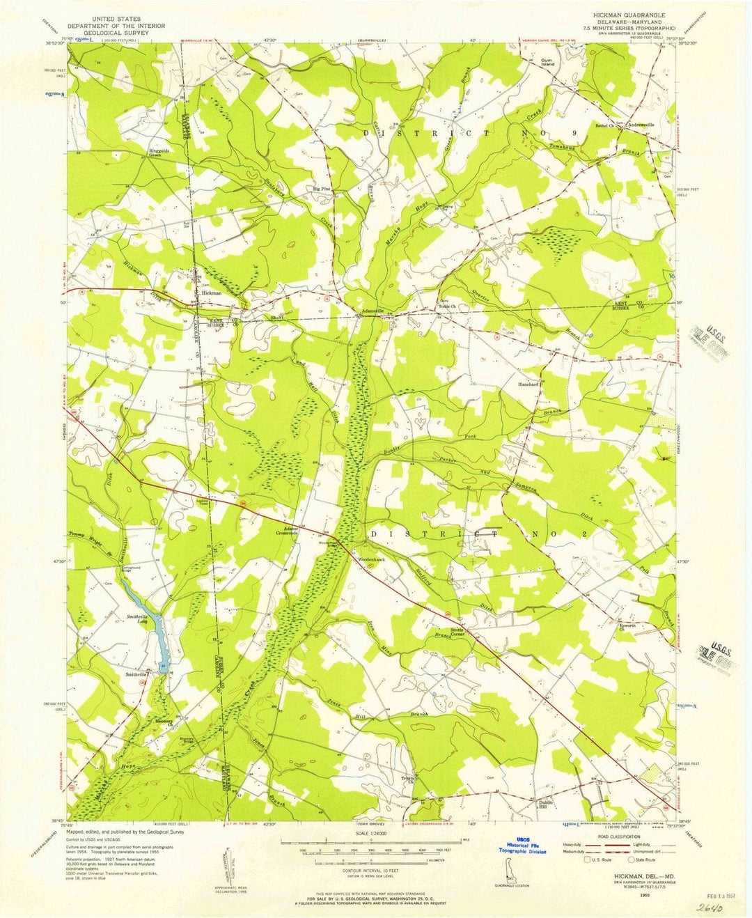 1955 Hickman, DE - Delaware - USGS Topographic Map