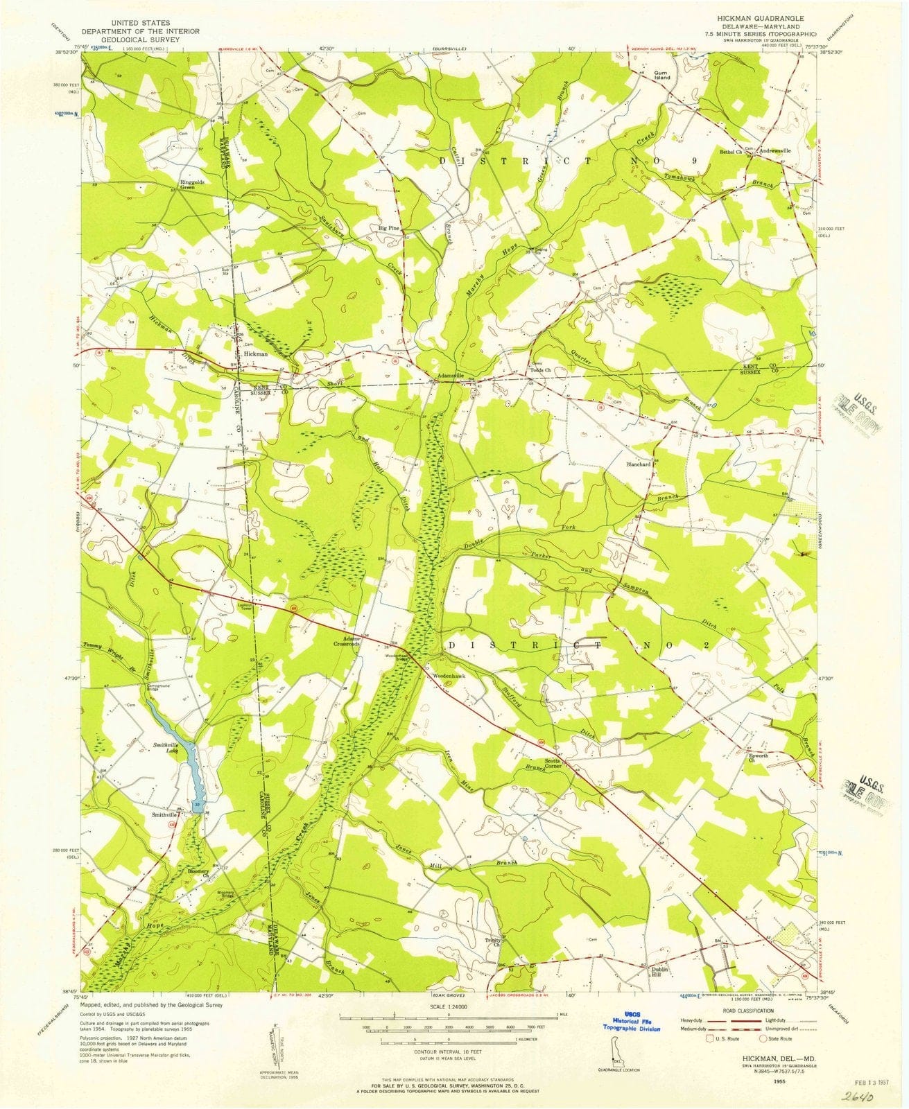 1955 Hickman, DE - Delaware - USGS Topographic Map