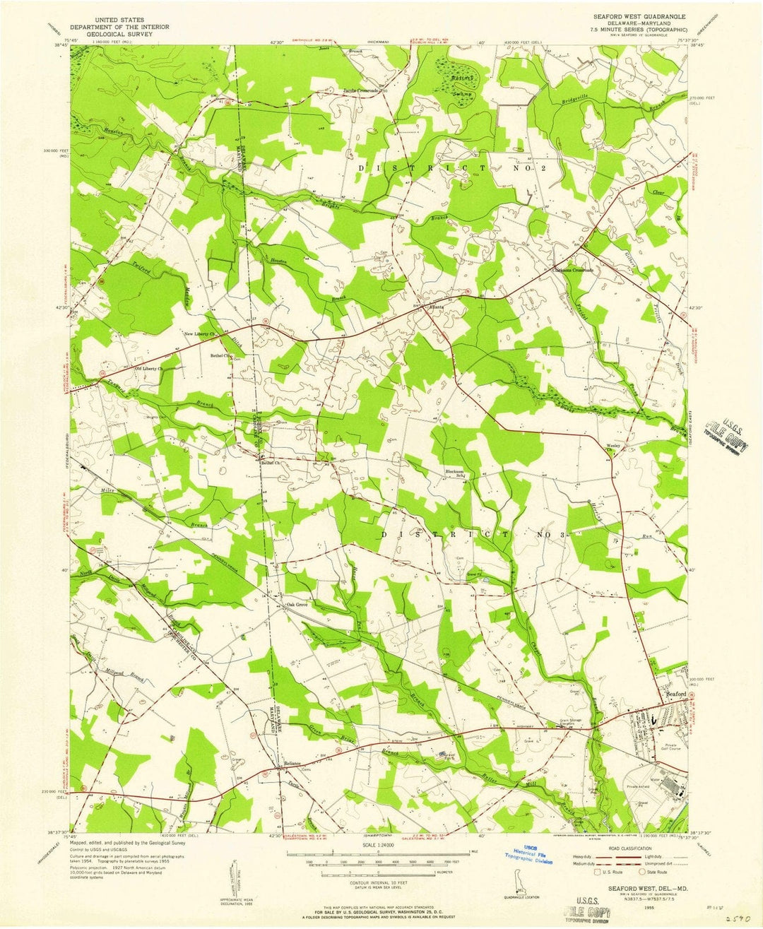1955 Seaford West, DE - Delaware - USGS Topographic Map