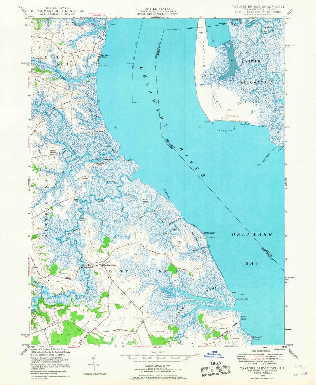 1948 Taylors Bridge, DE - Delaware - USGS Topographic Map