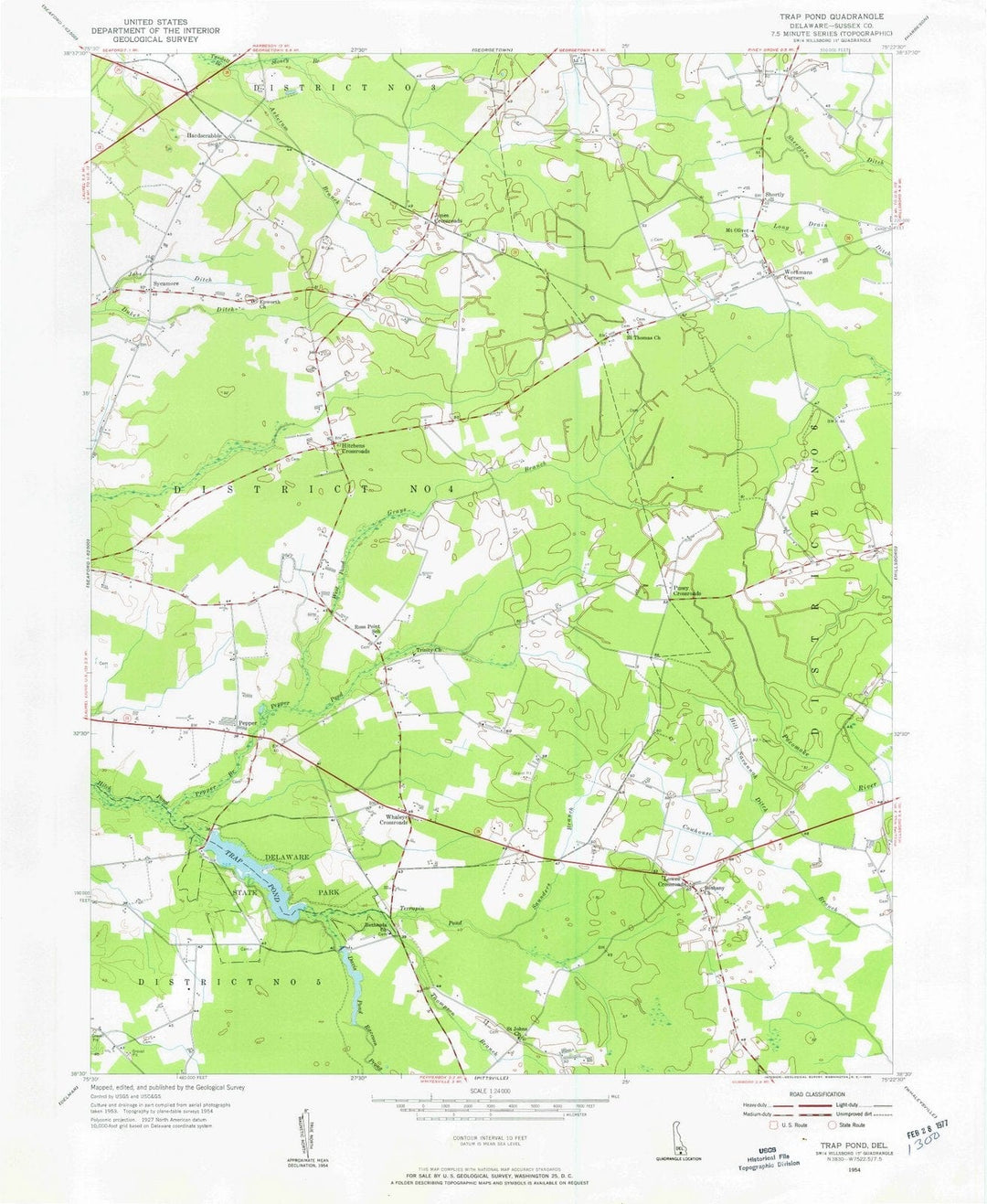 1954 Trap Pond, DE - Delaware - USGS Topographic Map