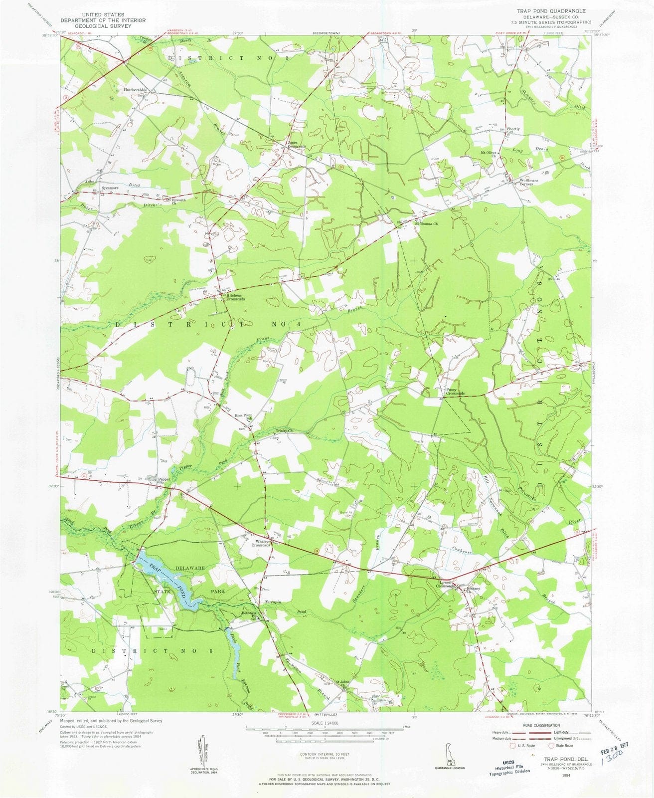 1954 Trap Pond, DE - Delaware - USGS Topographic Map