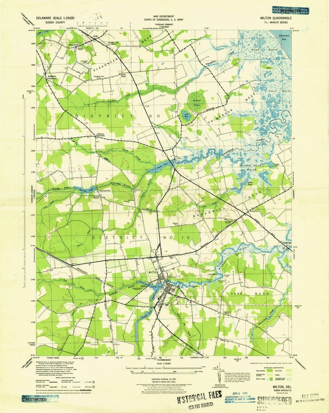 1944 Milton, DE - Delaware - USGS Topographic Map v2