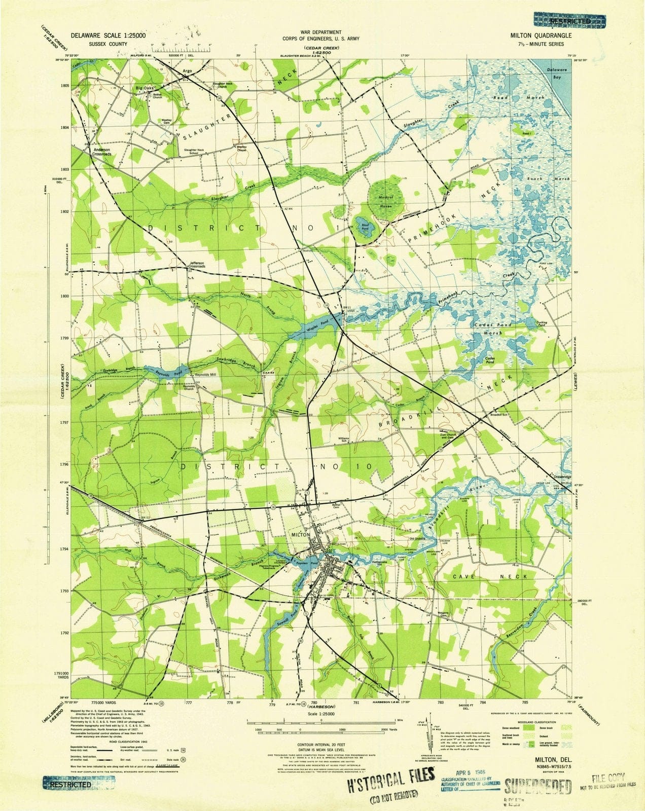 1944 Milton, DE - Delaware - USGS Topographic Map v2
