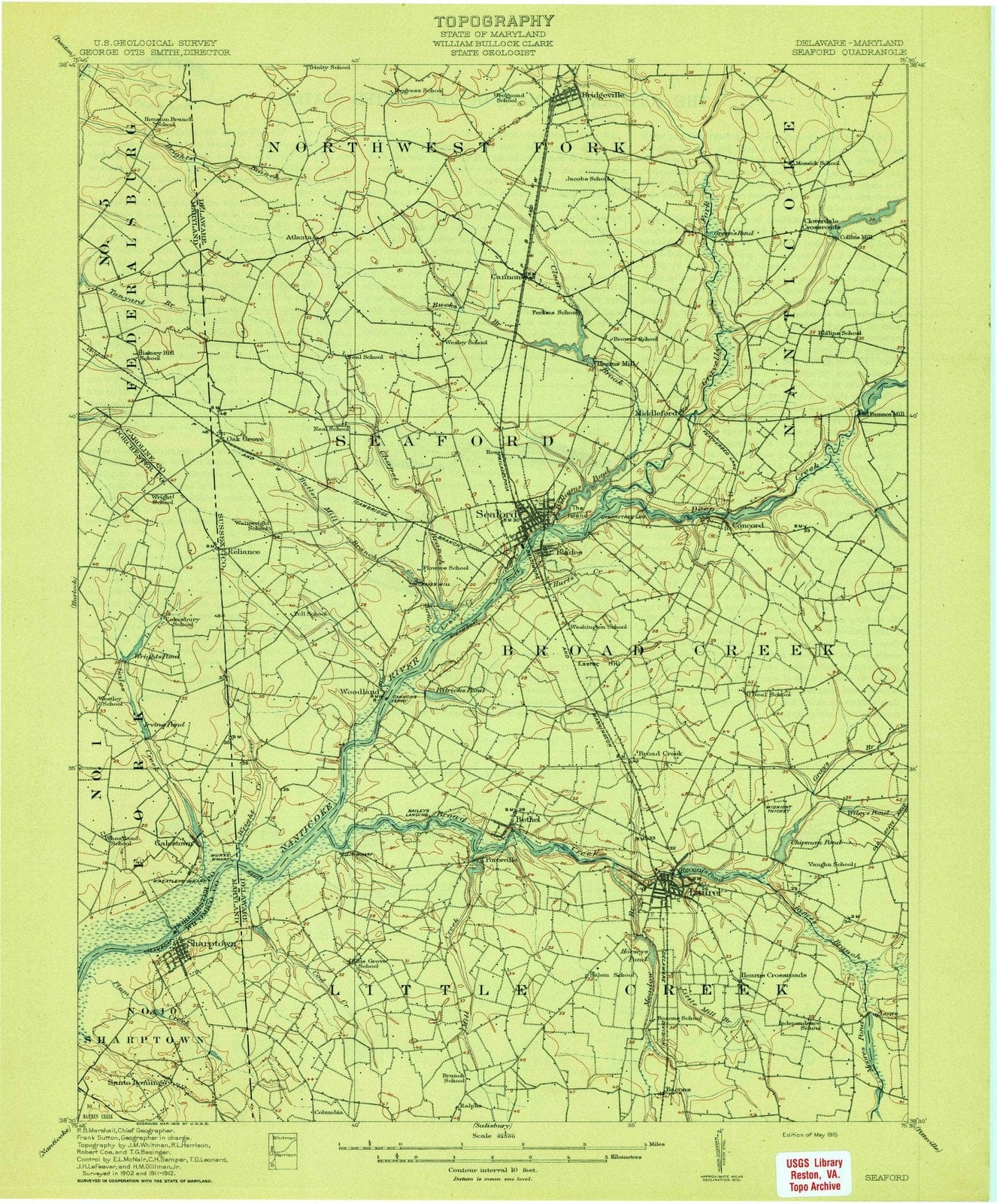 1915 Seaford, DE - Delaware - USGS Topographic Map