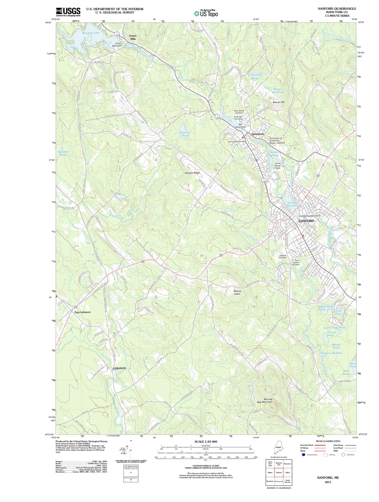 2011 Sanford, ME - Maine - USGS Topographic Map