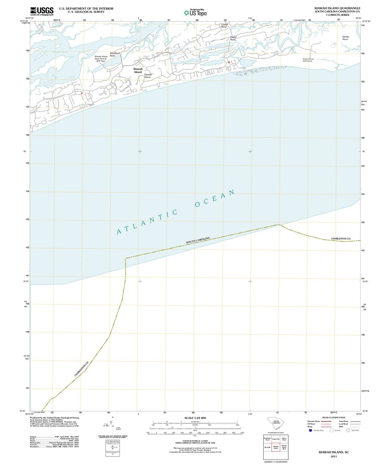 2011 Kiawah Island, SC - South Carolina - USGS Topographic Map