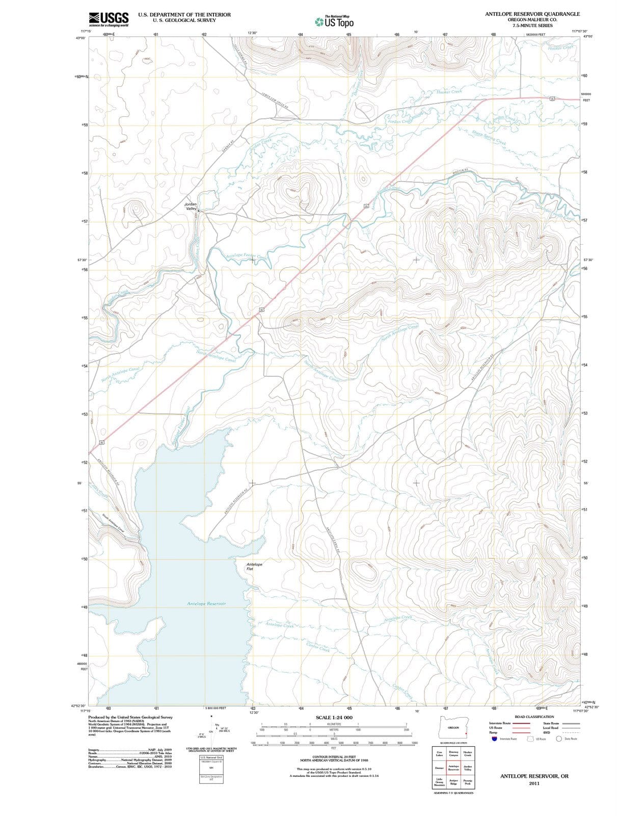 2011 Antelope Reservoir, OR - Oregon - USGS Topographic Map