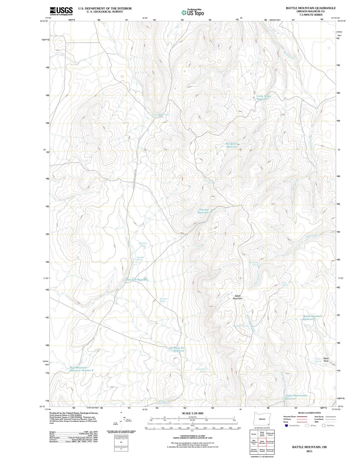 2011 Battle Mountain, OR - Oregon - USGS Topographic Map