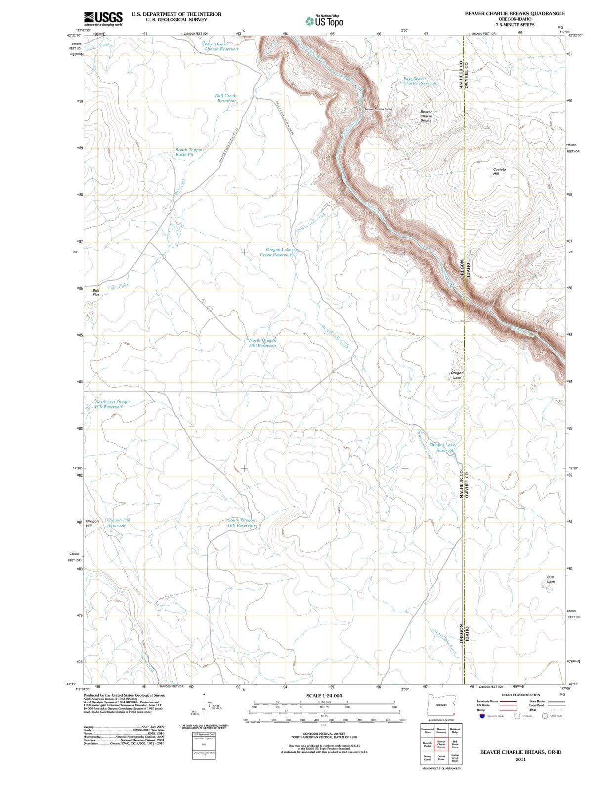 2011 Beaver Charlie Breaks, OR - Oregon - USGS Topographic Map
